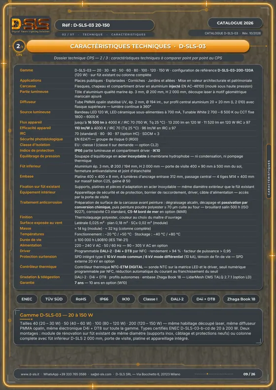 D-SLS-03 — Colonne lumineuse cigare — catalogue page 9