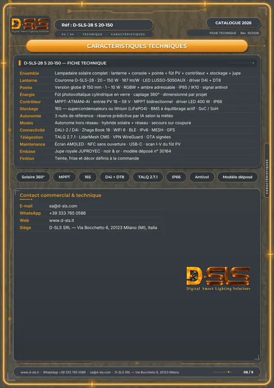D-SLS-28 S — Lampadaire solaire — catalogue page 8