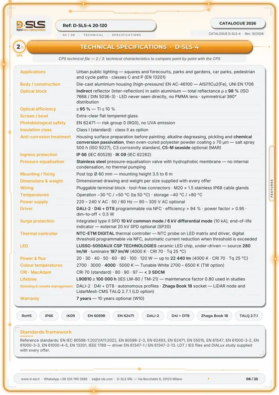 D-SLS-4 — Square luminaire — catalogue page 8