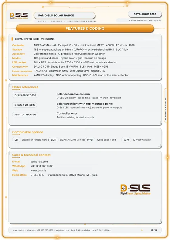 D-SLS solar lighting — catalogue page 13